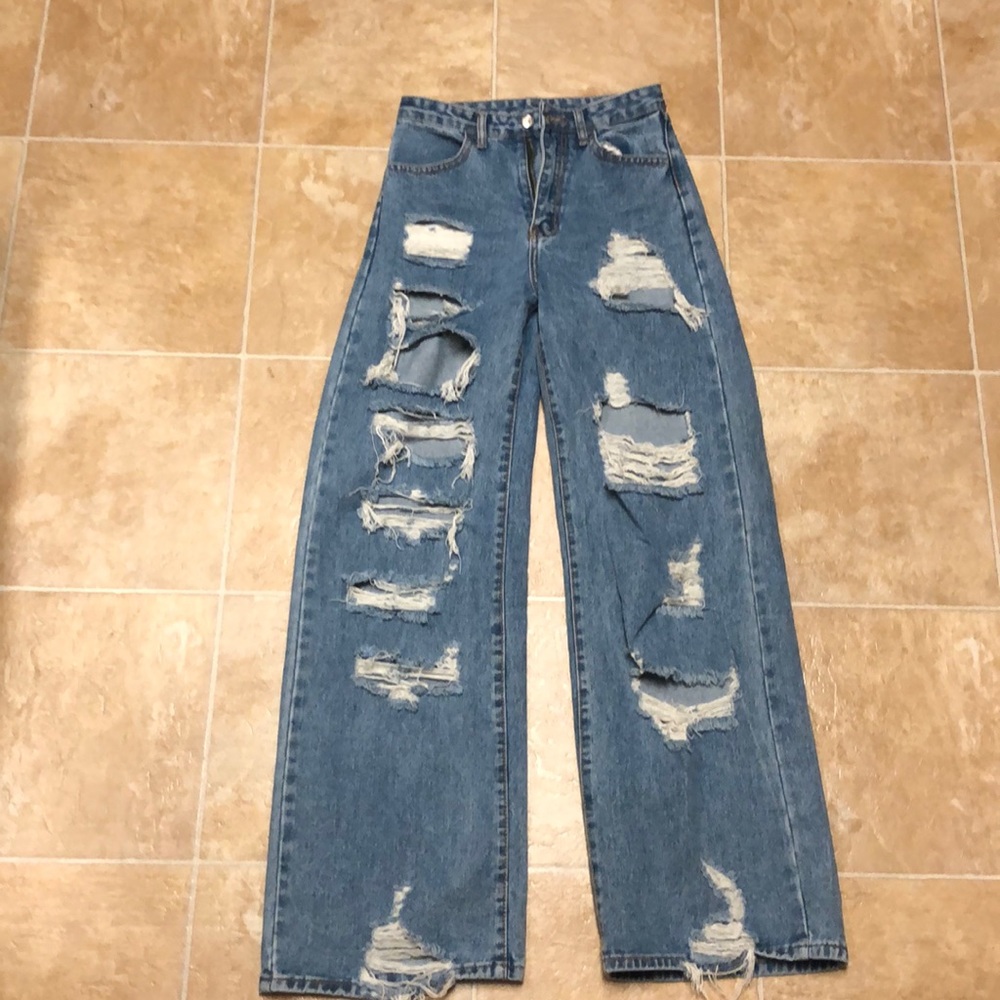 blue baggy jeans